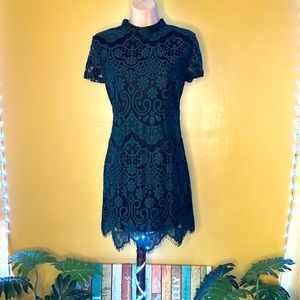 NWOT SHEIN Size L Paisley Lace Dress Scalloped Fringe Hem